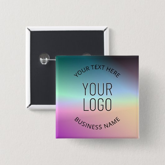 Logo uploaden | Kleurrijke veranderende gradiëntkl Vierkante Button 5,1 Cm (Voorkant /achterkant)
