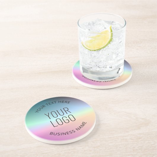 Logo uploaden | Kleurrijke veranderende gradiëntkl Zandsteen Onderzetter (Zijkant)