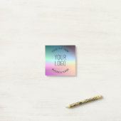 Logo uploaden | Kleurrijke veranderende verloopkle Post-it® Notes (Op bureau)