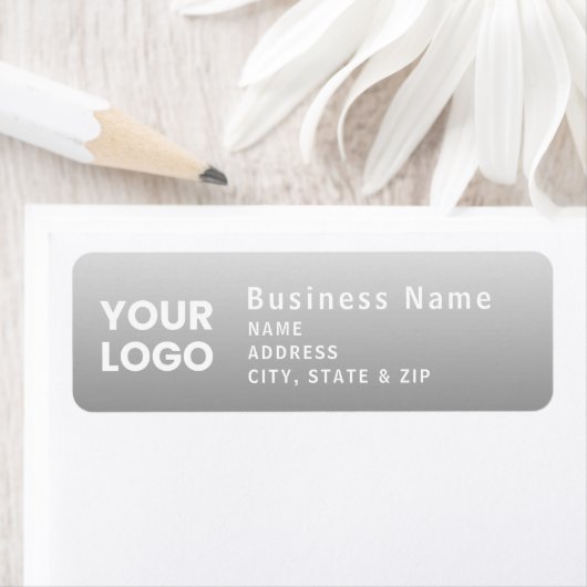 Logo uploaden | Modern gradiënt grijs retouradres Etiket (Insitu)