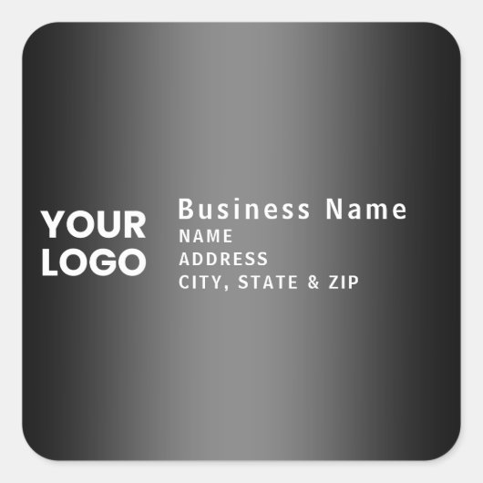 Logo uploaden | Modern gradiënt grijs retouradres Vierkante Sticker (Voorkant)
