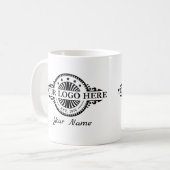 Logo uploaden, naam, aangepaste zaken koffiemok (Voorkant links)