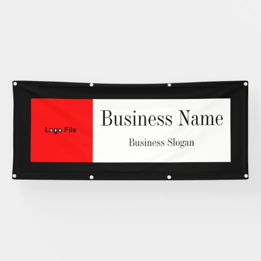 Logo uploaden (Rood), Randkleur wijzigen, Tekst to Spandoek (Horizontaal)