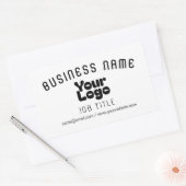 Logo uploaden | Wit & Zwart (bewerkbaar) Rechthoekige Sticker (Envelop)