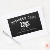 Logo uploaden | Zwart-wit (bewerkbaar) Rechthoekige Sticker (Envelop)