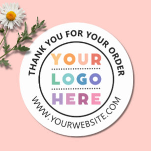 Logo van aangepast bedrijf Hartelijk dank voor uw  Ronde Sticker