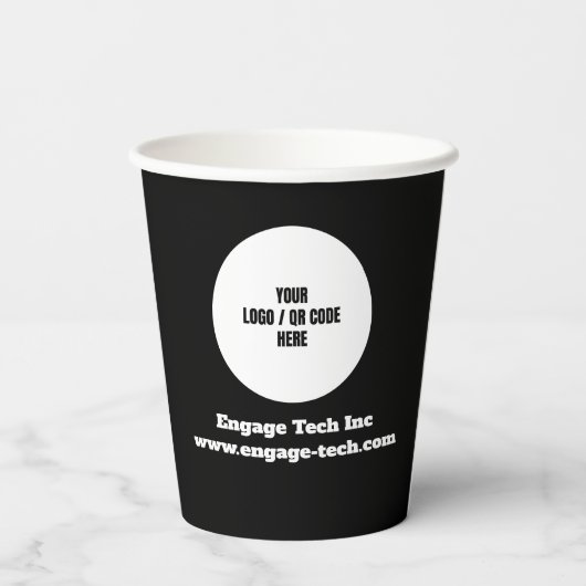 Logo van aangepast bedrijf | Naam | Stijlvolle zwa Papieren Bekers (Achterkant)