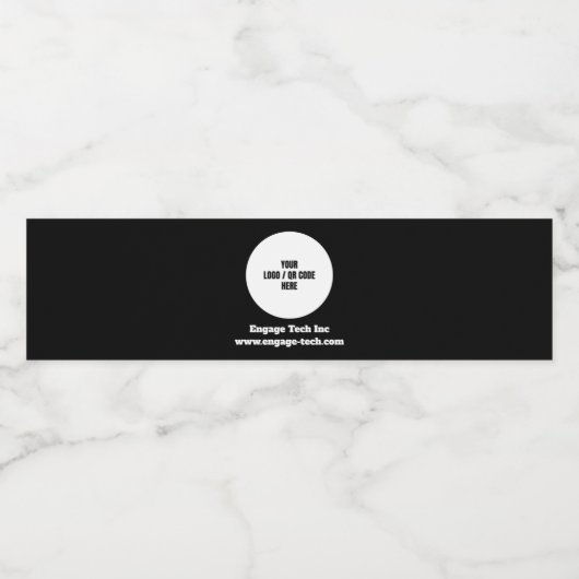 Logo van aangepast bedrijf | Naam | Stijlvolle zwa Waterfles Etiket (Enkel label)