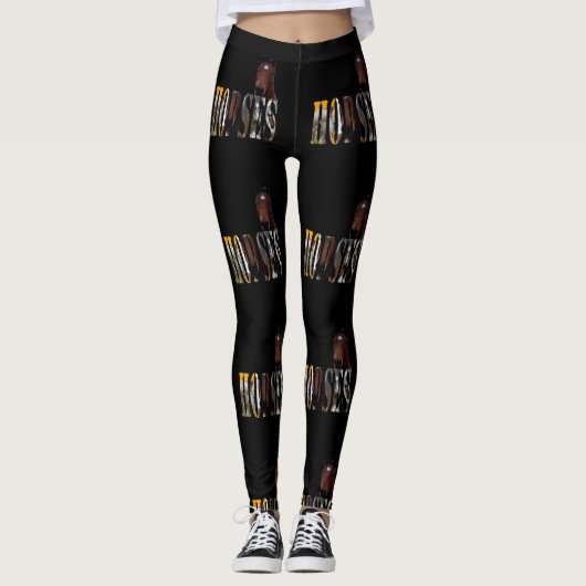 Logo van Afbeelding van paarden en van paarden, zw Leggings (Voorkant)