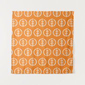 Logo van bedrijf Oranje achtergrond van videoconfe Wandkleed (Voorkant (horizontaal))