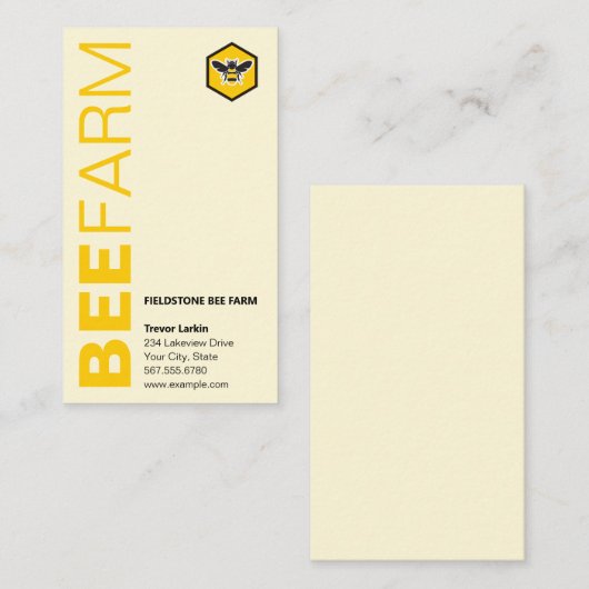 LOGO van BEE Boerderij Typografie Verticale Visite Visitekaartje (Voorkant / Achterkant)