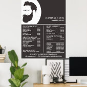 Logo van bier, prijslijst van Mannen met kappersba Poster (Thuiskantoor)