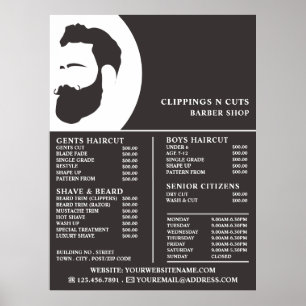 Logo van bier, prijslijst van Mannen met kappersba Poster