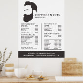 Logo van bier, prijslijst van Mannen met kappersba Poster (Keuken)