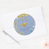 logo van bijen en blauwe hydrangea ronde sticker (Envelop)