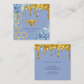 logo van bijen en blauwe hydrangea vierkant visite vierkante visitekaartje (Voorkant / Achterkant)