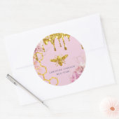 logo van bijen en roze hydrangea klassieke ronde s sticker (Envelop)