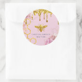 logo van bijen en roze hydrangea klassieke ronde s sticker (Tas)