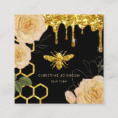 logo van bijen en rozen vierkant visitekaartje (Voorkant)