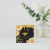 logo van bijen en rozen vierkant visitekaartje (Staand voorkant)