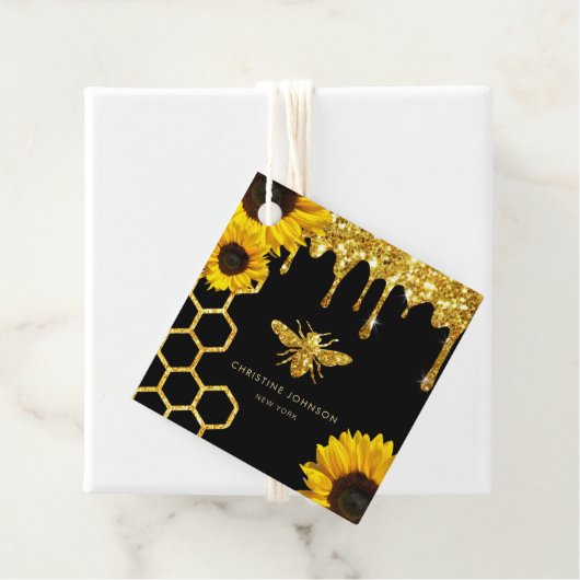 logo van bijen en zonnebloemen bedankjes labels (In situ)