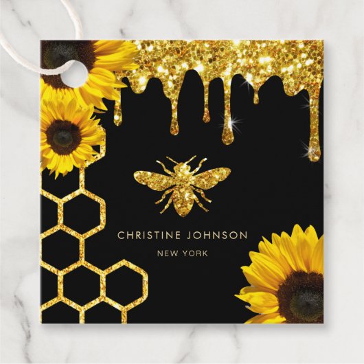 logo van bijen en zonnebloemen bedankjes labels (Voorkant)