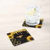 logo van bijen en zonnebloemen kartonnen onderzetters (Insitu)