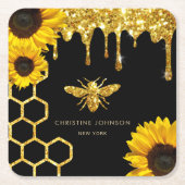 logo van bijen en zonnebloemen kartonnen onderzetters (Voorkant)