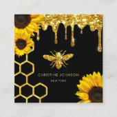 logo van bijen en zonnebloemen vierkante visitekaartje (Voorkant)