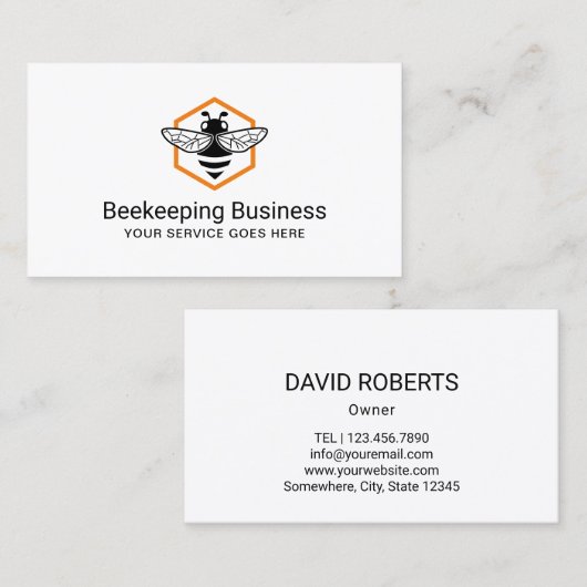 Logo van bijenteelt Honingbijenkooi Boerderij Visitekaartje (Voorkant / Achterkant)