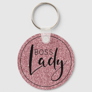 Logo van Boss Lady trendy meisjesachtig roze glitt Sleutelhanger