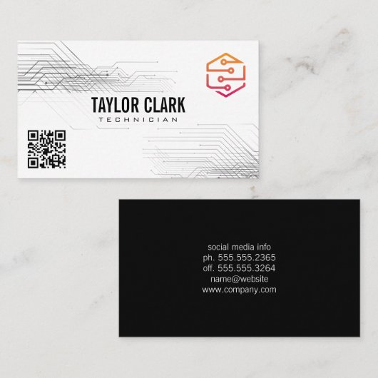 Logo van Circuit Board Component Tech | QR-code Visitekaartje (Voorkant / Achterkant)