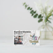 Logo van cocktailbar | Bartender die drankje schen Visitekaartje (Staand voorkant)