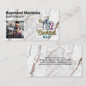 Logo van cocktailbar | Bartender die drankje schen Visitekaartje (Voorkant / Achterkant)