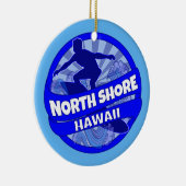 Logo van de blauwe surfer van North Shore Hawaii Keramisch Ornament (Rechts)