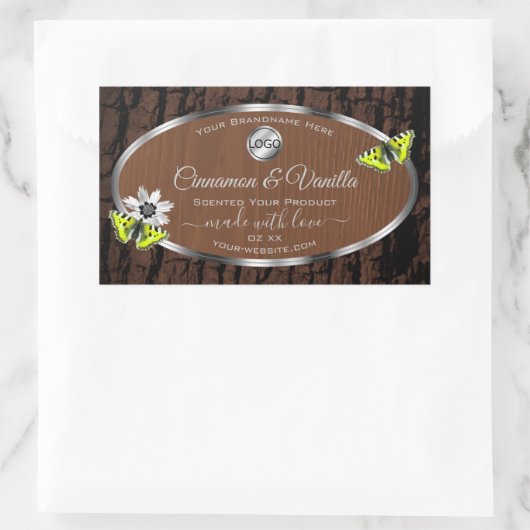 Logo van de bruine-boomschors-zilver-Lijst Rechthoekige Sticker (Tas)