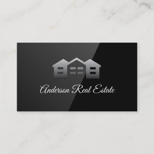 Logo van de buurt | Zwart Glans Visitekaartje (Voorkant)