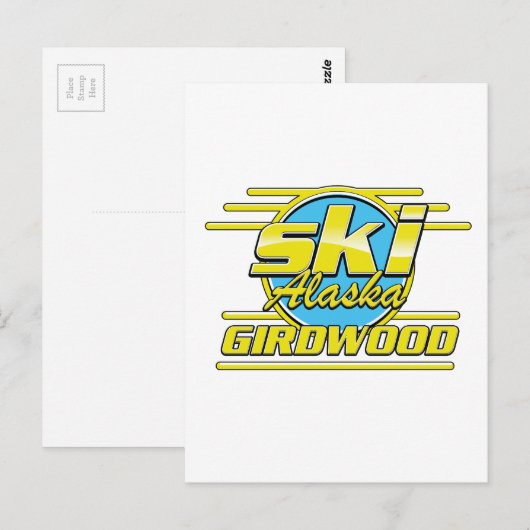 Logo van de Girdwood Alaska 80s ski Briefkaart (Voorkant / Achterkant)