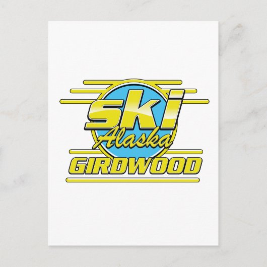 Logo van de Girdwood Alaska 80s ski Briefkaart (Voorkant)