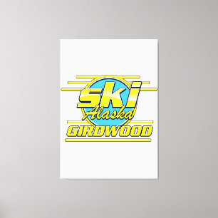 Logo van de Girdwood Alaska 80s ski Canvas Afdruk