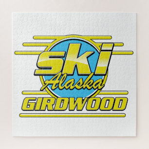 Logo van de Girdwood Alaska 80s ski Legpuzzel