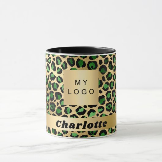 Logo van de goudluipaard van Emerald Green Mok (Midden)
