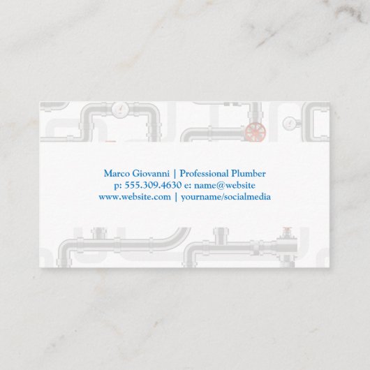Logo van de kraan | Pijpsysteem achtergrond Visitekaartje (Achterkant)
