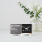 Logo van de lasser | Metallic stalen achtergrond Visitekaartje (Staand voorkant)