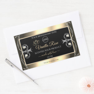 Logo van de Luxury Jewels Black Gold Decor Product Rechthoekige Sticker