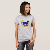 Logo van de moderne blauwe Oranje paardencirkel T-shirt (Voorkant volledig)