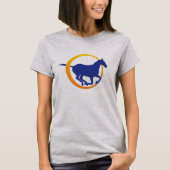 Logo van de moderne blauwe Oranje paardencirkel T-shirt (Voorkant)