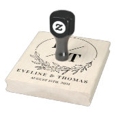 Logo van de moderne florale baardheids-bruiloft rubberstempel (Stempel)