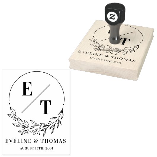 Logo van de moderne florale baardheids-bruiloft rubberstempel (Gestempeld)