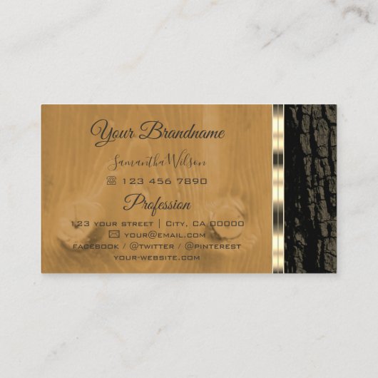 Logo van de natuurlijke Rustige boomschors van de  Visitekaartje (Achterkant)